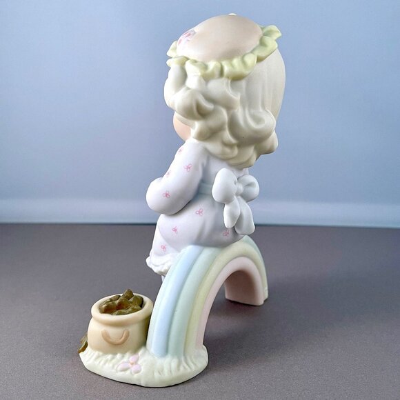 Precious Moments Dreams Really Do Come True Rainbow Girl Gold Pot Statue 128309 - Picture 5 of 15